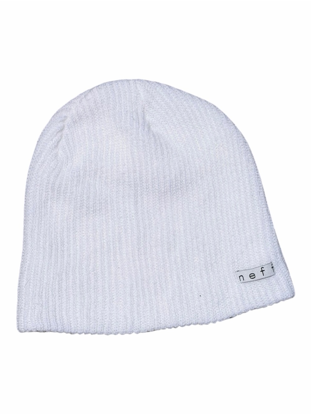 Neff Daily White Slouchy Knit Beanie Ribbed Acrylic Skate Streetwear Y2K Hat